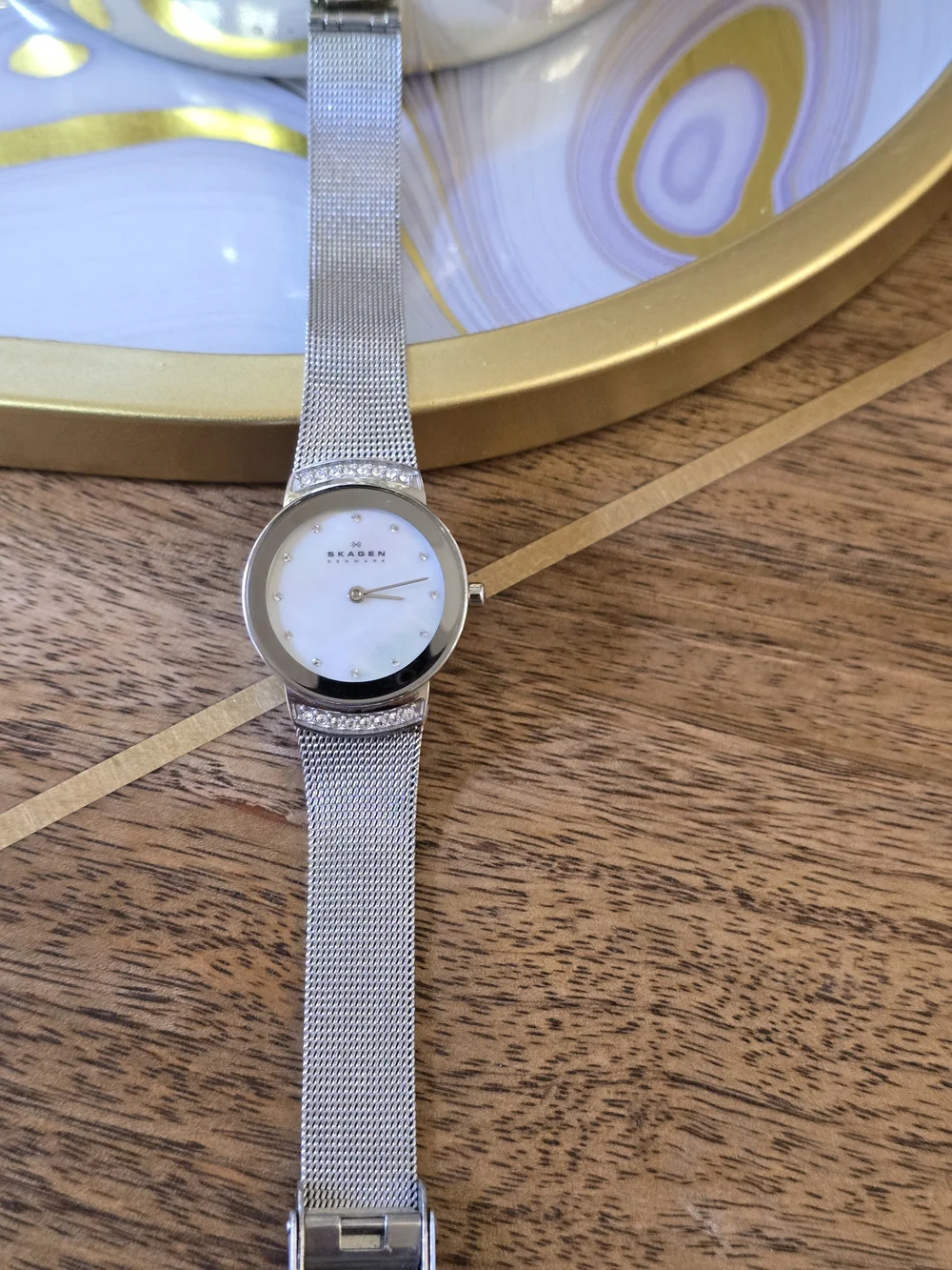 Skagen Silver Mesh Mother-of-Pearl Dial Women's Watch